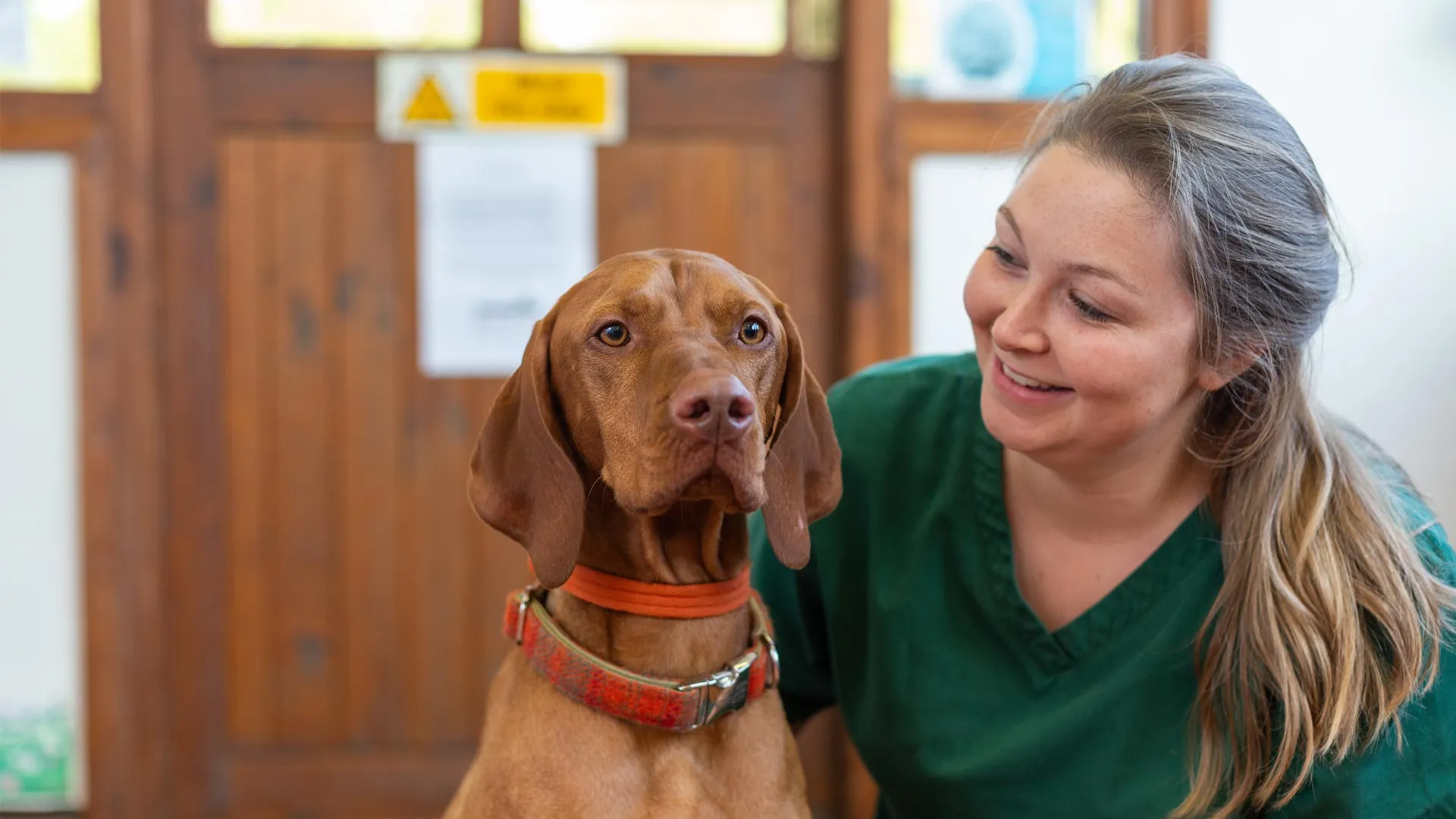 vet meeting client in waiting room