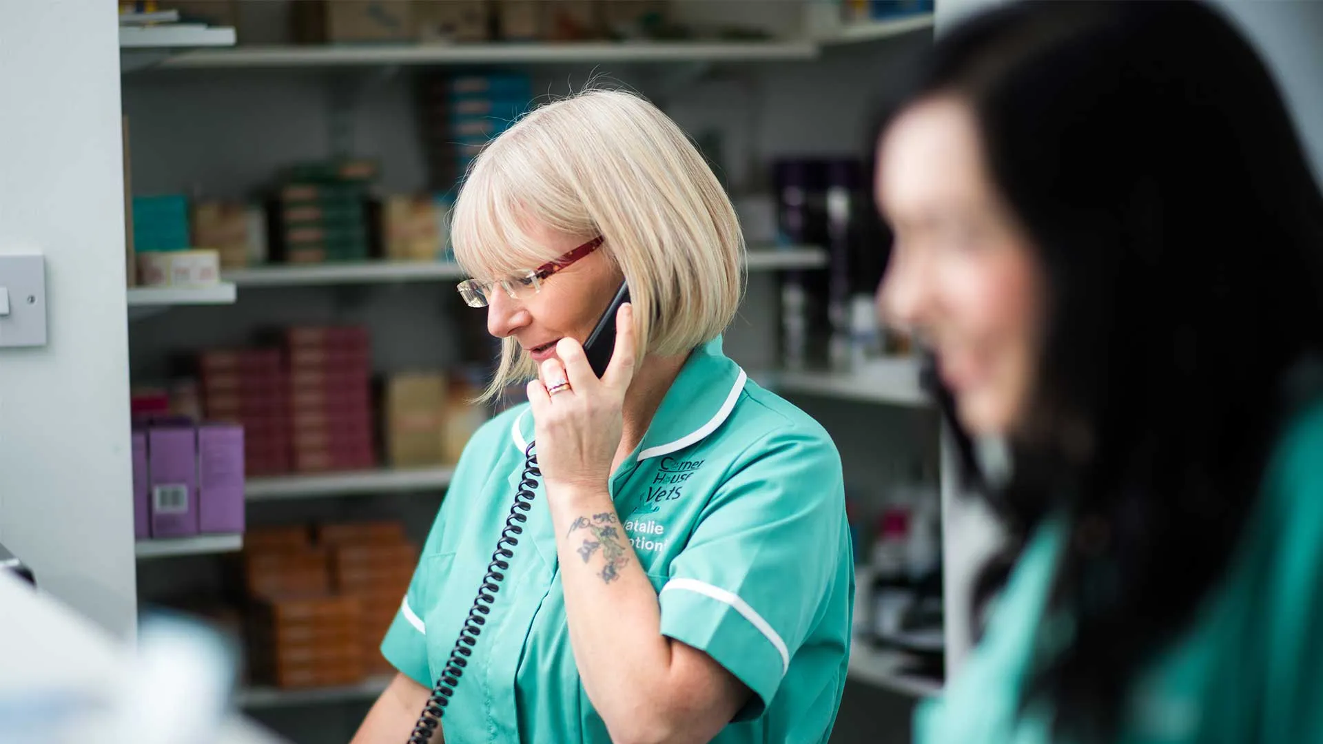 receptionist on phone