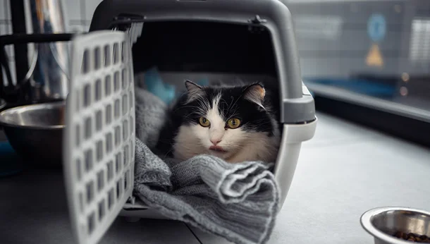 Cat in carrier