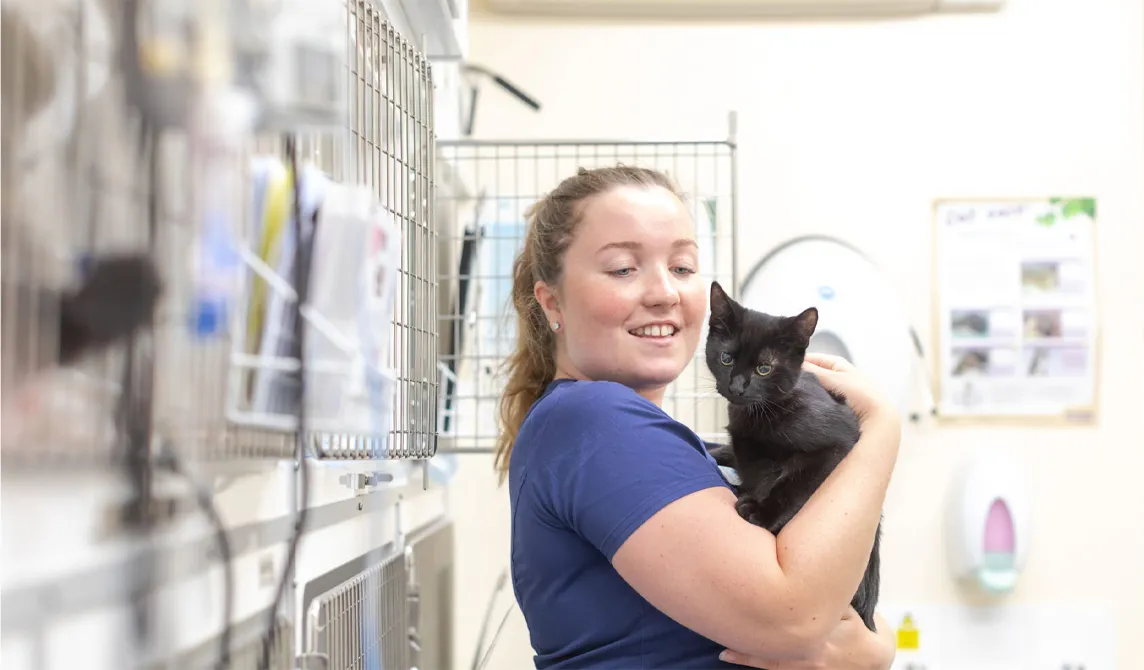 nurse with black cat